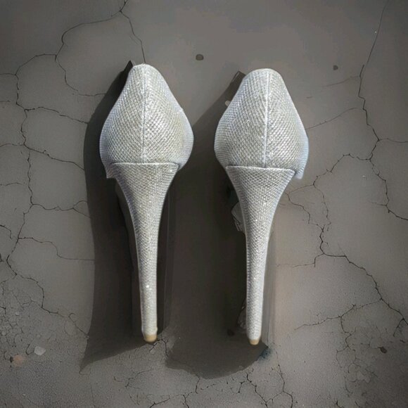 Glam Shimmer  High Heel Plaform Dress Pump Shoes Women's Size 8 - Picture 4 of 6
